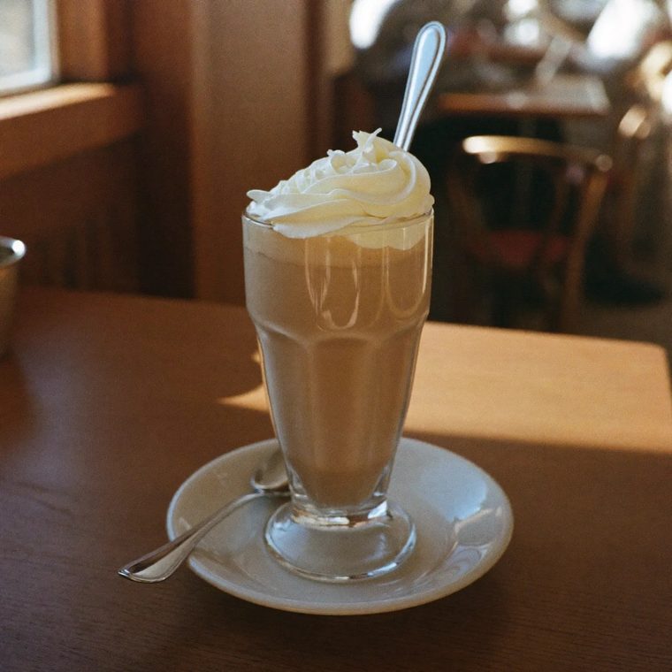 A hot chocolate topped with whipped cream